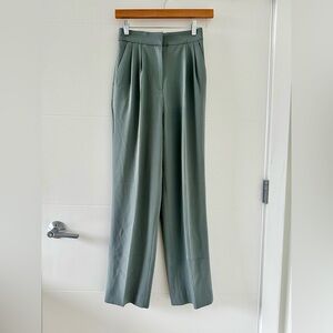 H&M Sage Green High Waist Dress Pants Trousers US 0 XS